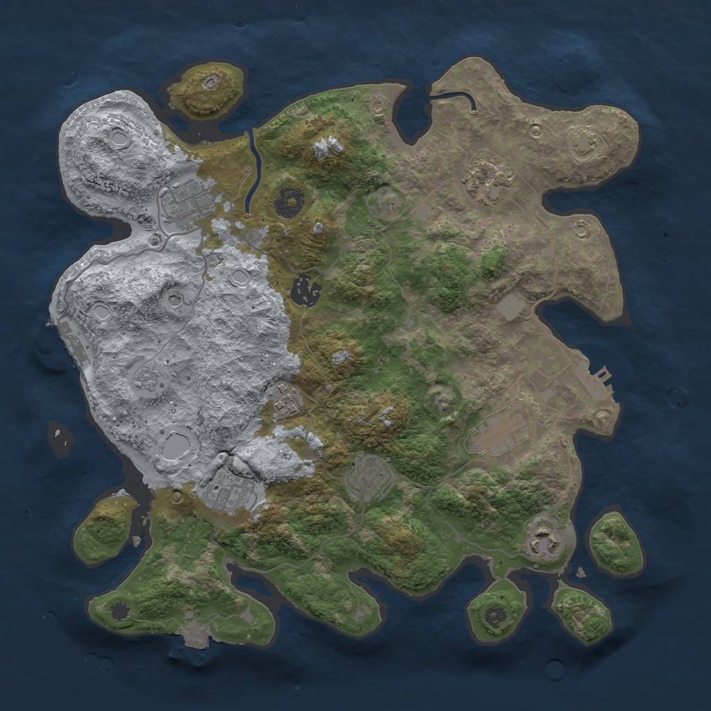 Rust Map: Procedural Map, Size: 3450, Seed: 30420992, 16 Monuments