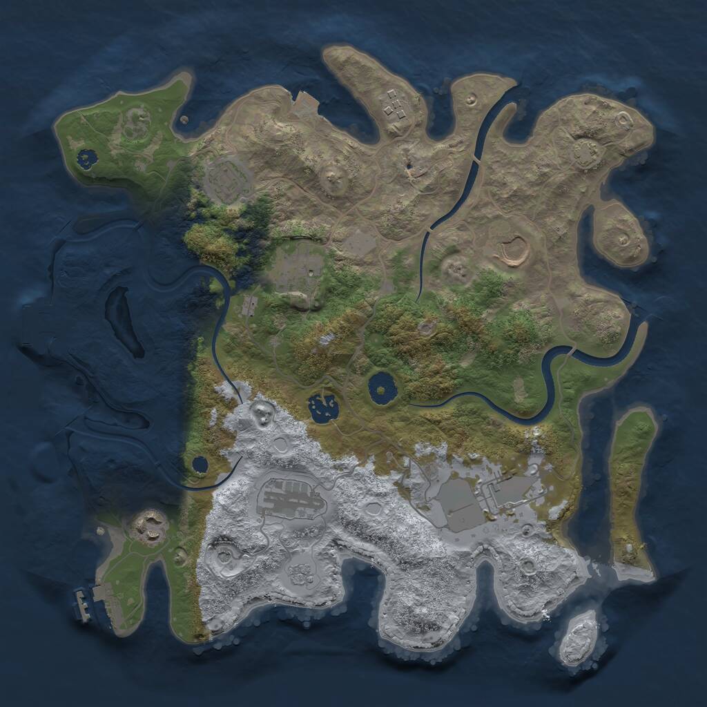 Rust Map: Procedural Map, Size: 3500, Seed: 72557973, 14 Monuments