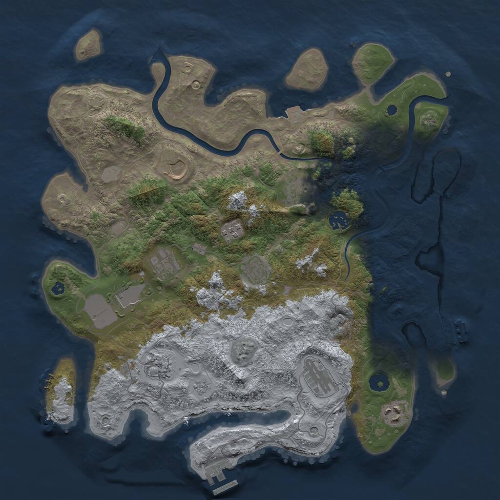 Rust Map: Procedural Map, Size: 3850, Seed: 10876933, 16 Monuments