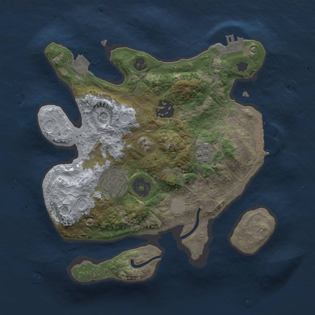 Rust Map: Procedural Map, Size: 2500, Seed: 6525, 9 Monuments