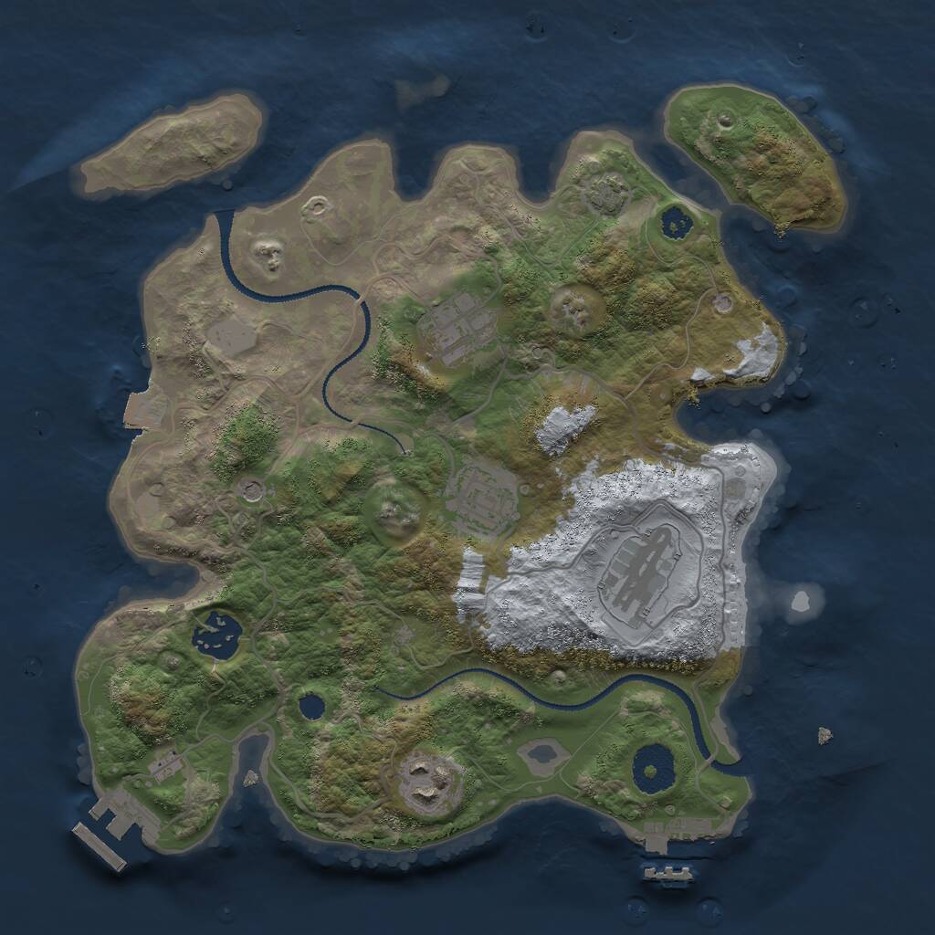 Rust Map: Procedural Map, Size: 3000, Seed: 44667, 10 Monuments