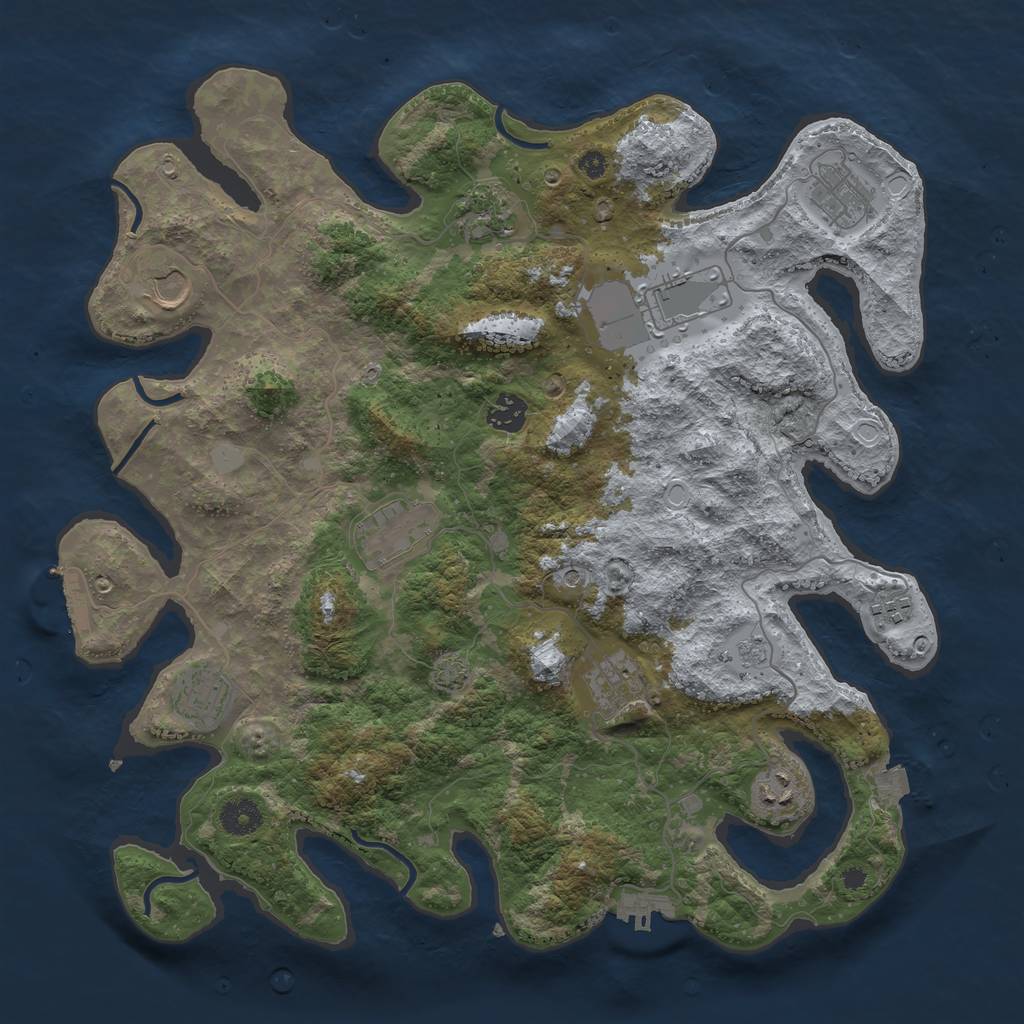 Rust Map: Procedural Map, Size: 3900, Seed: 58409082, 18 Monuments