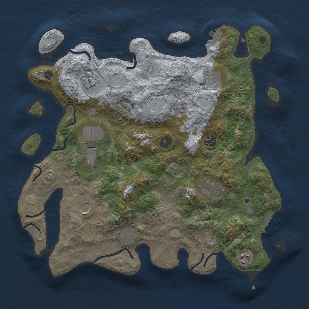 Rust Map: Procedural Map, Size: 3800, Seed: 51681835, 17 Monuments