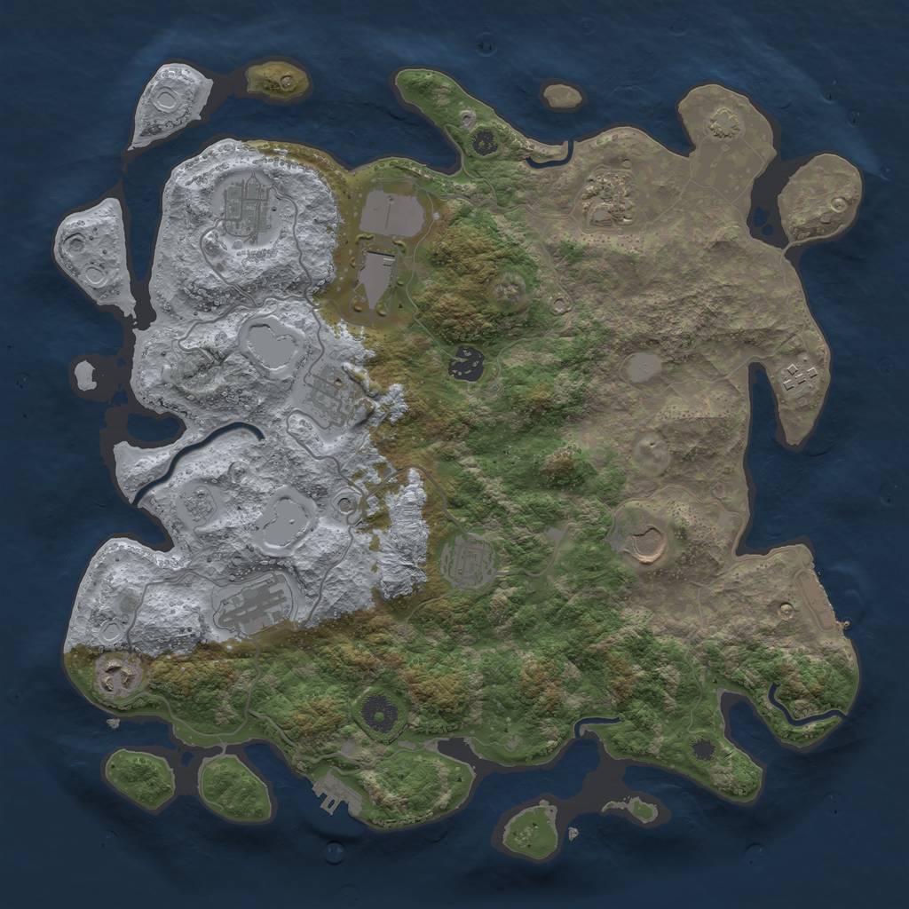 Rust Map: Procedural Map, Size: 3800, Seed: 49638316, 18 Monuments