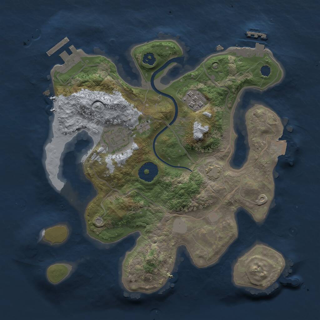 Rust Map: Procedural Map, Size: 2500, Seed: 748605690, 6 Monuments