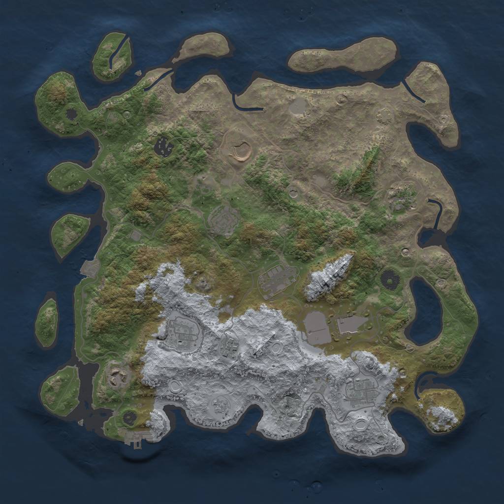 Rust Map: Procedural Map, Size: 3900, Seed: 9219828, 17 Monuments
