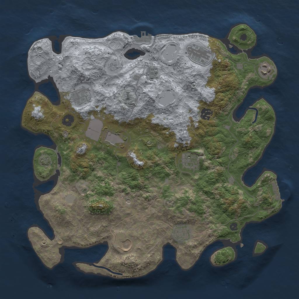 Rust Map: Procedural Map, Size: 3750, Seed: 1716, 17 Monuments