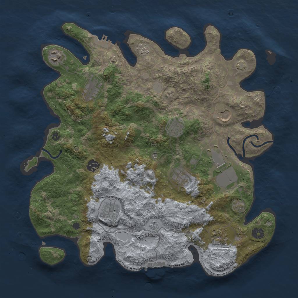 Rust Map: Procedural Map, Size: 3700, Seed: 261967363, 18 Monuments