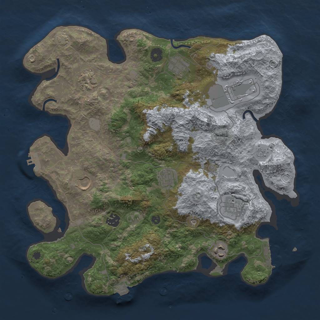 Rust Map: Procedural Map, Size: 3600, Seed: 18892317, 16 Monuments