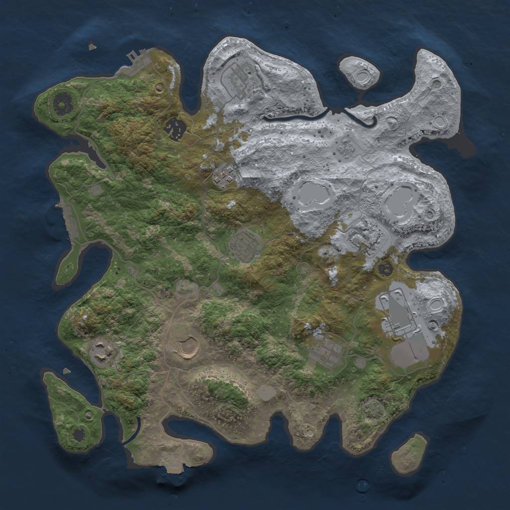 Rust Map: Procedural Map, Size: 3500, Seed: 43277451, 16 Monuments