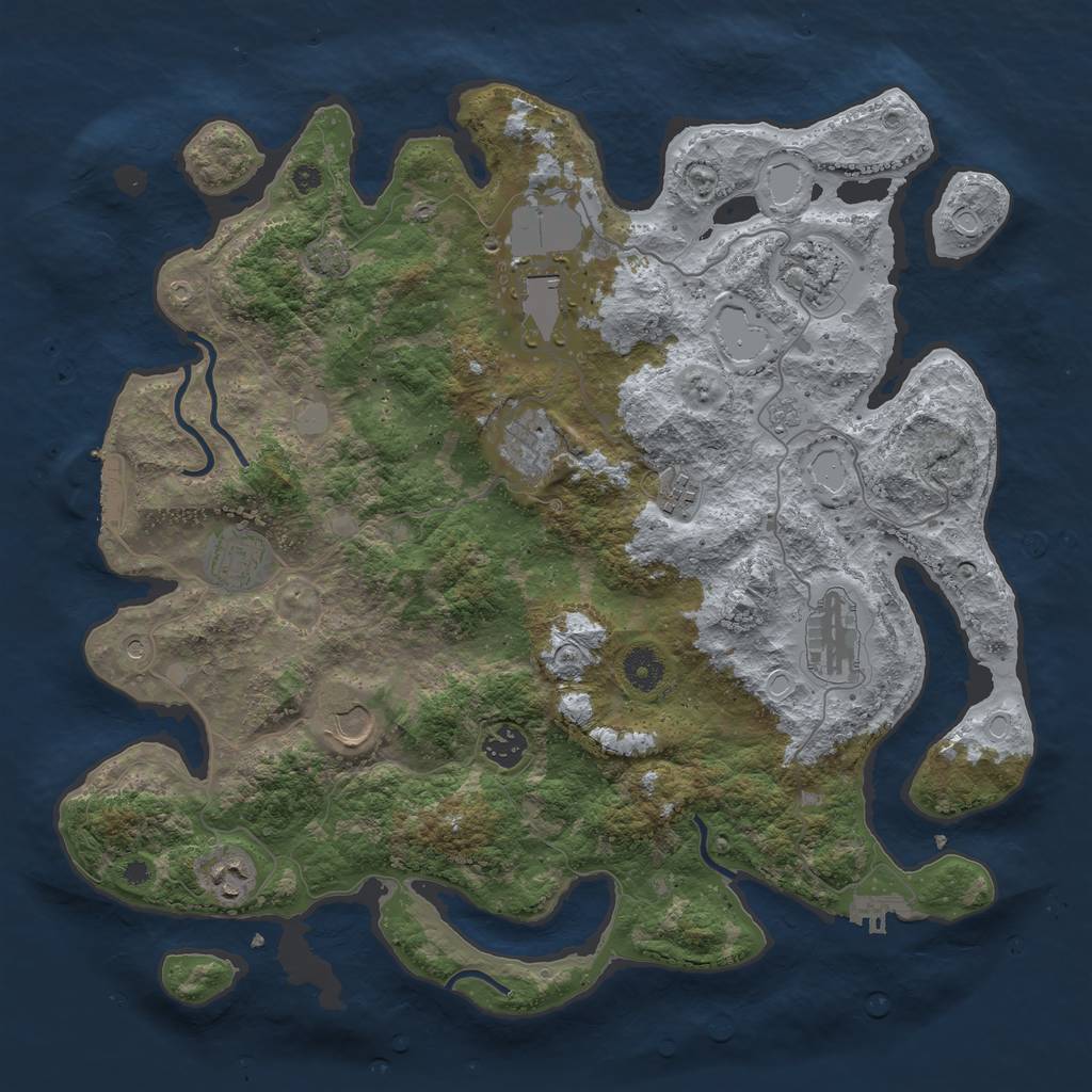 Rust Map: Procedural Map, Size: 3950, Seed: 546666, 17 Monuments