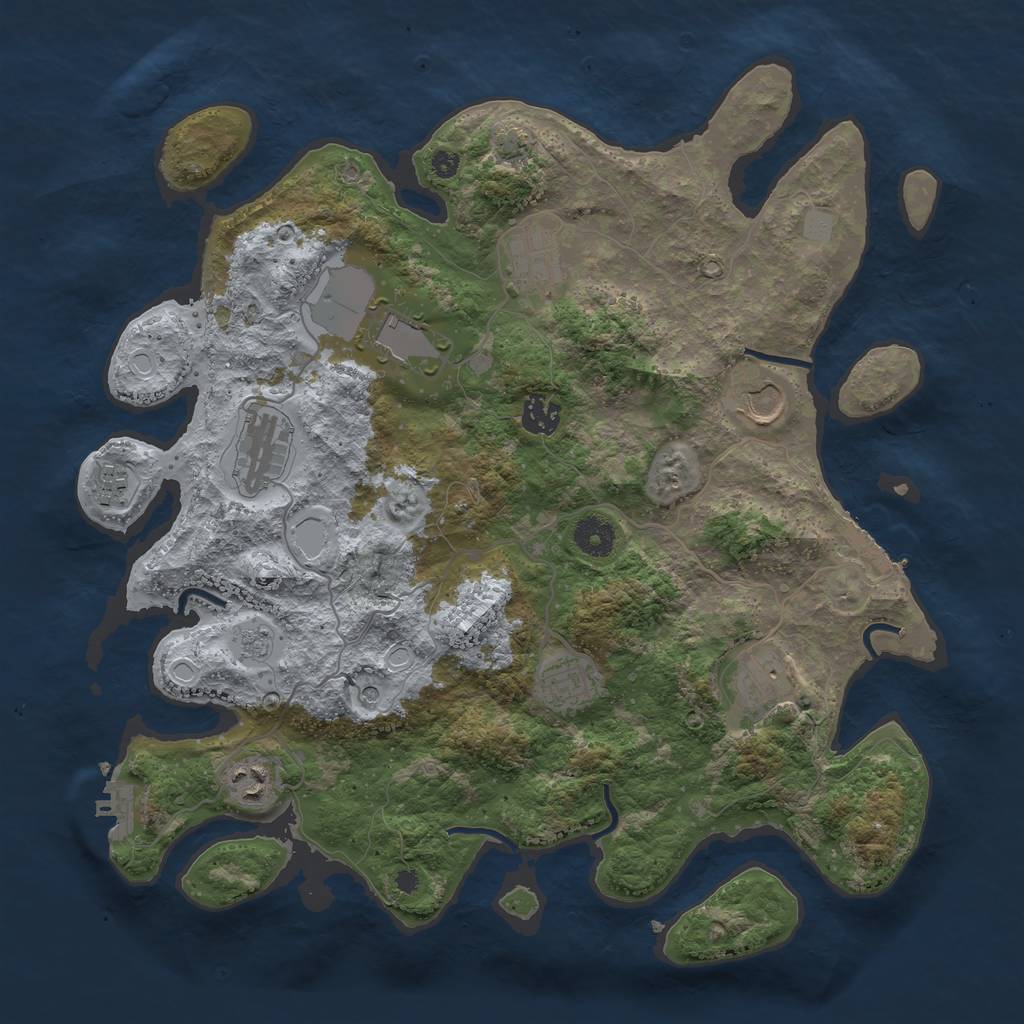 Rust Map: Procedural Map, Size: 3800, Seed: 428513552, 17 Monuments