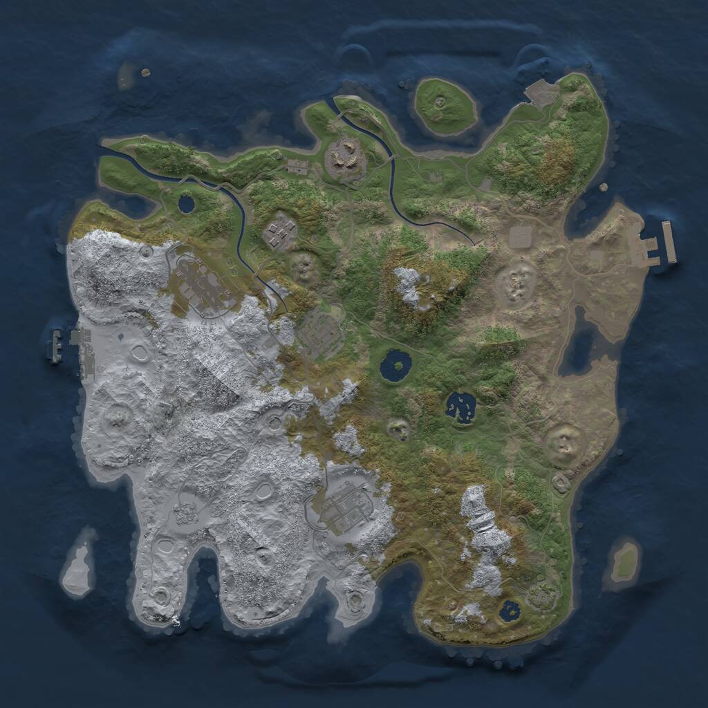 Rust Map: Procedural Map, Size: 3400, Seed: 77639669, 12 Monuments