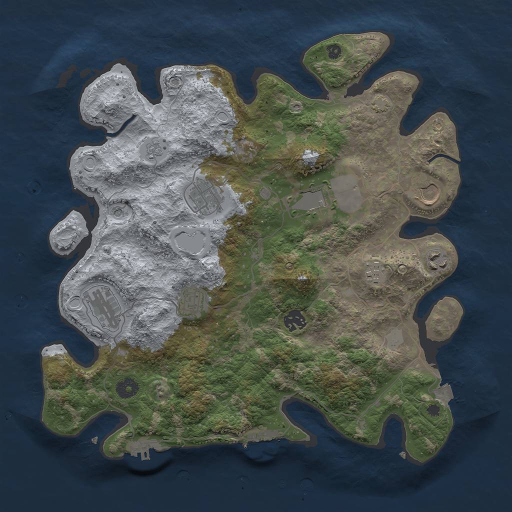 Rust Map: Procedural Map, Size: 3600, Seed: 56887686, 16 Monuments