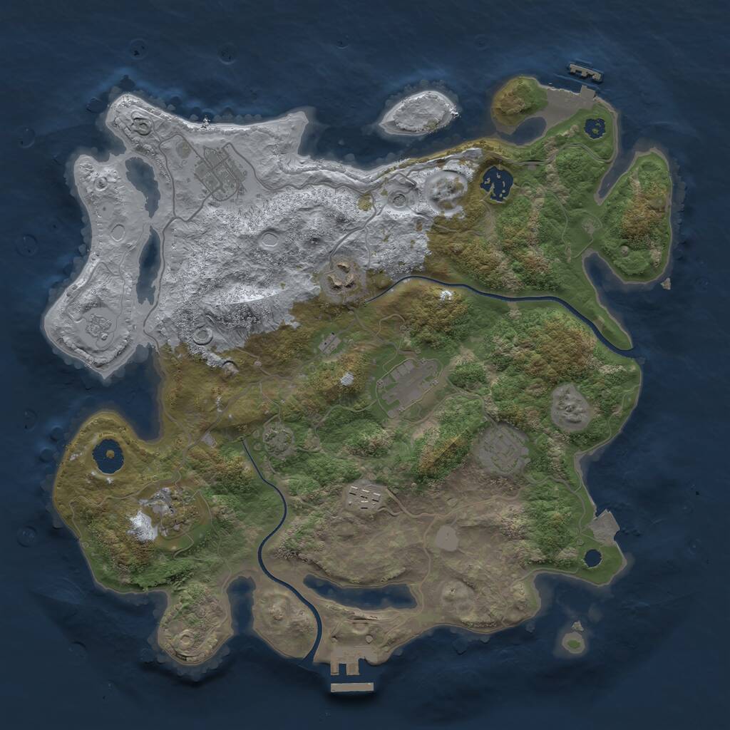 Rust Map: Procedural Map, Size: 3450, Seed: 54078520, 13 Monuments