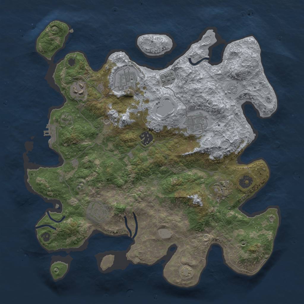 Rust Map: Procedural Map, Size: 3450, Seed: 92141647, 14 Monuments