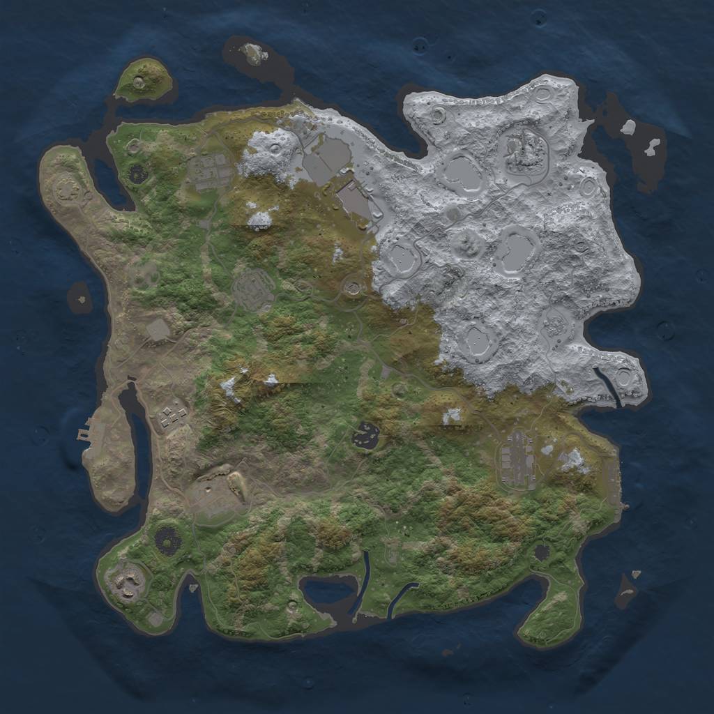 Rust Map: Procedural Map, Size: 3900, Seed: 59191446, 17 Monuments