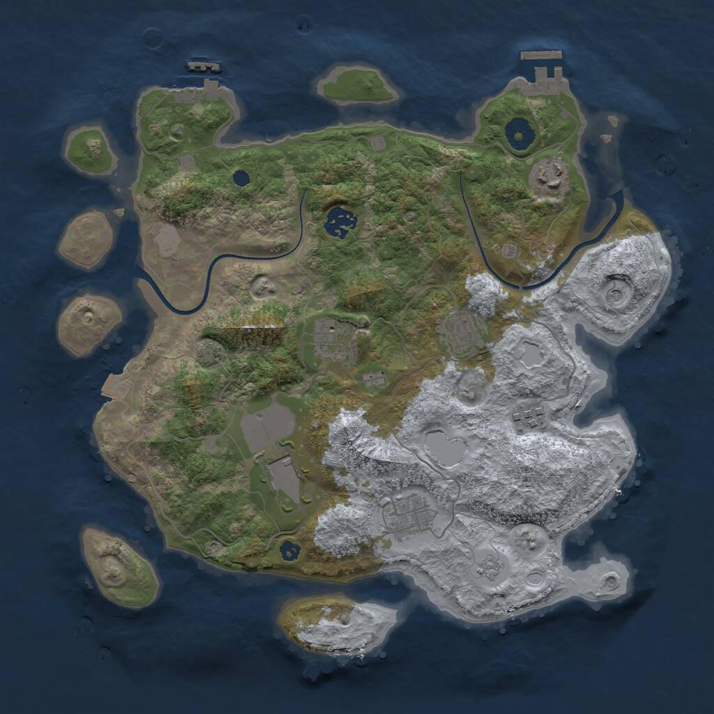 Rust Map: Procedural Map, Size: 3500, Seed: 9651990, 13 Monuments