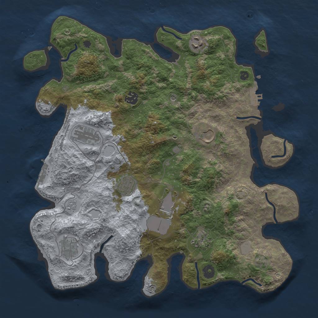 Rust Map: Procedural Map, Size: 3650, Seed: 57777764, 16 Monuments