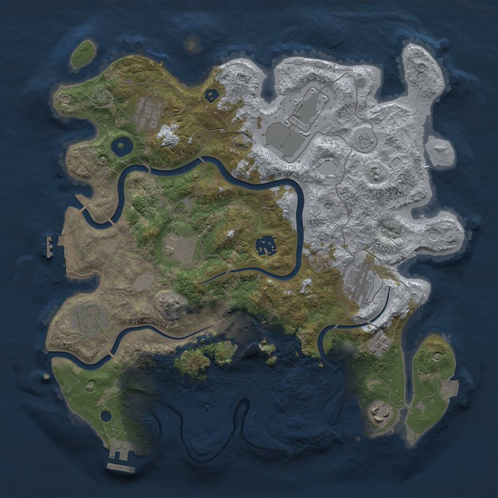 Rust Map: Procedural Map, Size: 3600, Seed: 9277228, 15 Monuments