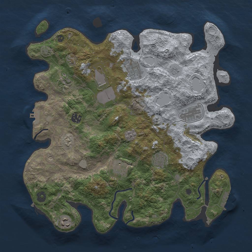 Rust Map: Procedural Map, Size: 3600, Seed: 9277228, 17 Monuments