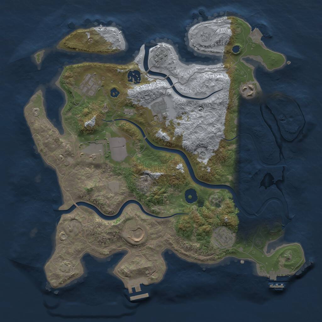 Rust Map: Procedural Map, Size: 3500, Seed: 68844558, 14 Monuments