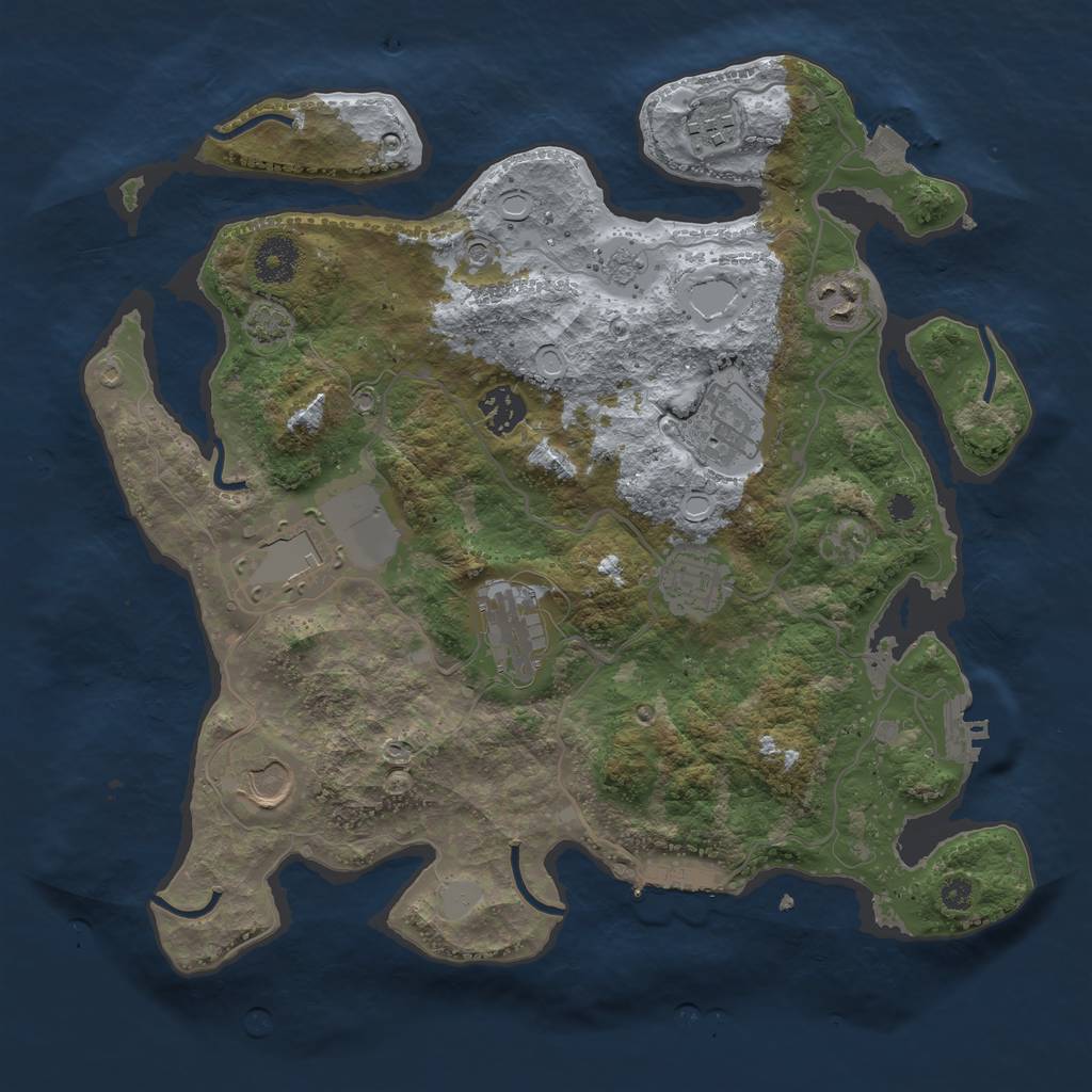 Rust Map: Procedural Map, Size: 3500, Seed: 68844558, 16 Monuments