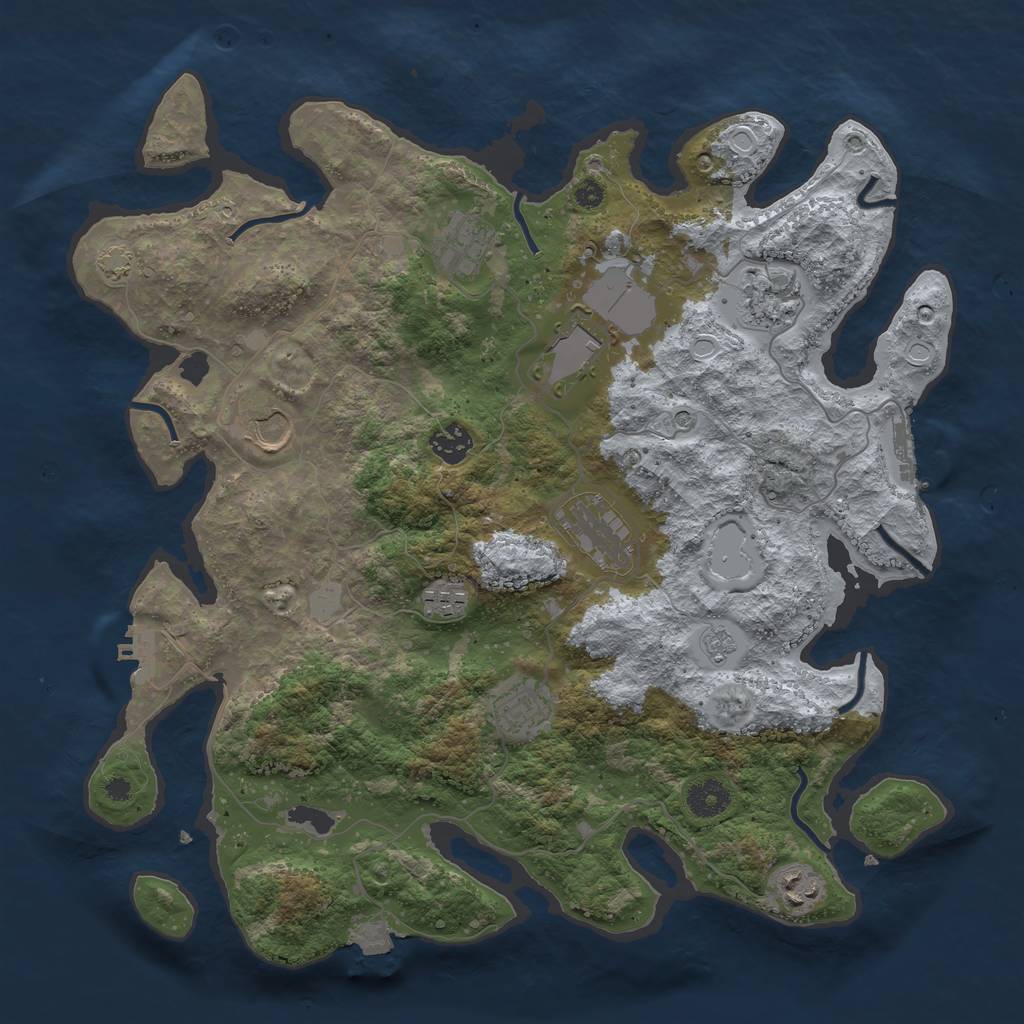 Rust Map: Procedural Map, Size: 3800, Seed: 58543460, 17 Monuments