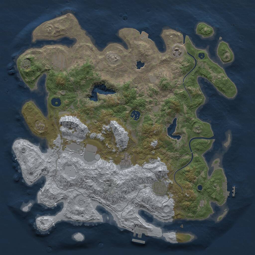 Rust Map: Procedural Map, Size: 4000, Seed: 1245779, 12 Monuments