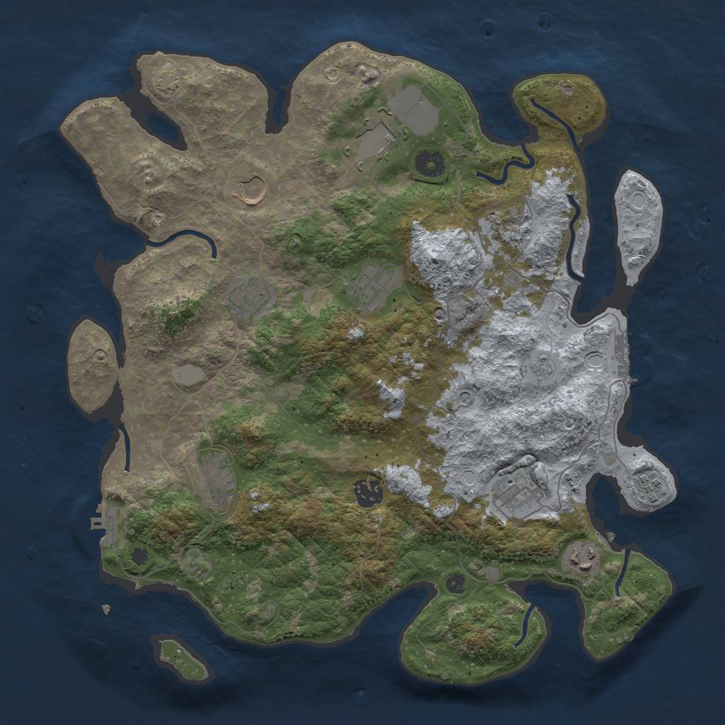 Rust Map: Procedural Map, Size: 3750, Seed: 29387827, 18 Monuments