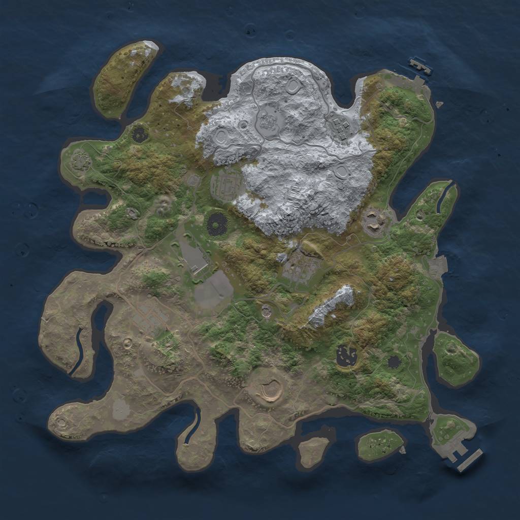 Rust Map: Procedural Map, Size: 3500, Seed: 593530401, 16 Monuments