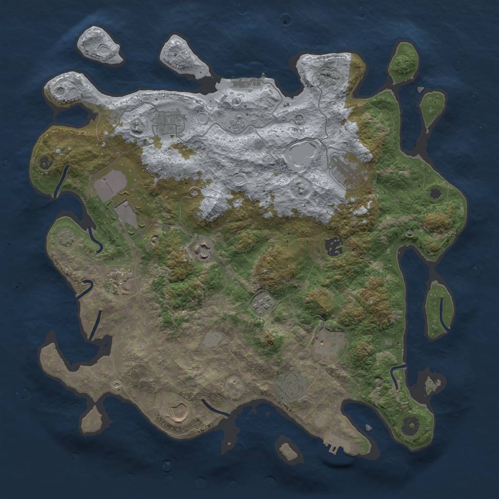 Rust Map: Procedural Map, Size: 3950, Seed: 96882129, 18 Monuments