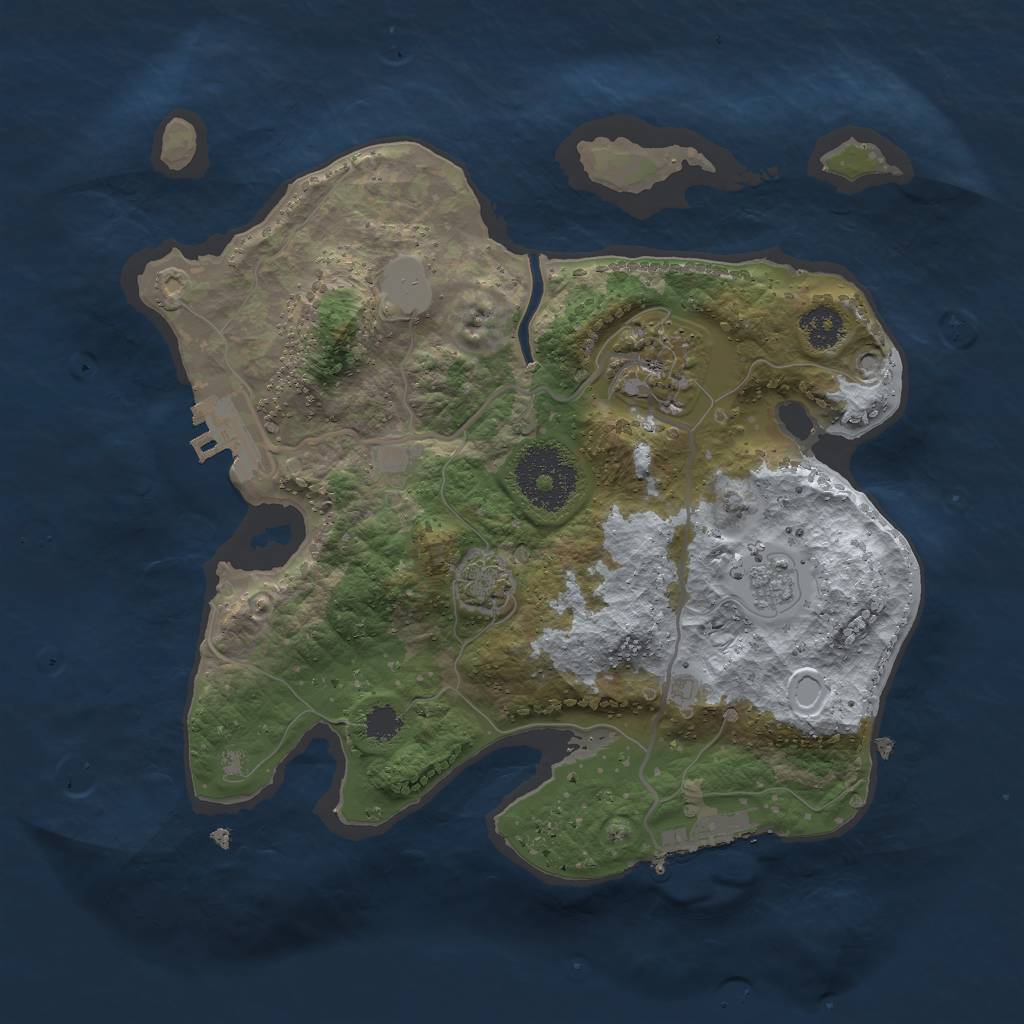 Rust Map: Procedural Map, Size: 2500, Seed: 203342185, 8 Monuments