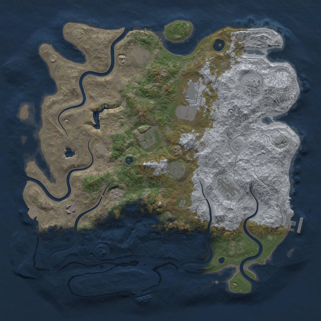 Rust Map: Procedural Map, Size: 4100, Seed: 93468301, 14 Monuments