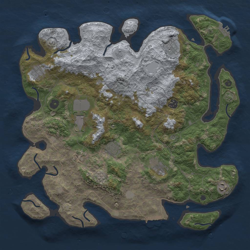 Rust Map: Procedural Map, Size: 4000, Seed: 945021937, 17 Monuments