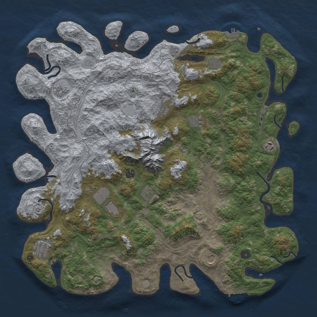 Rust Map: Procedural Map, Size: 5000, Seed: 3453453, 19 Monuments