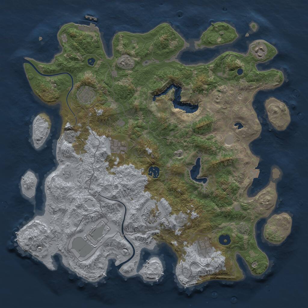 Rust Map: Procedural Map, Size: 4000, Seed: 74816593, 13 Monuments