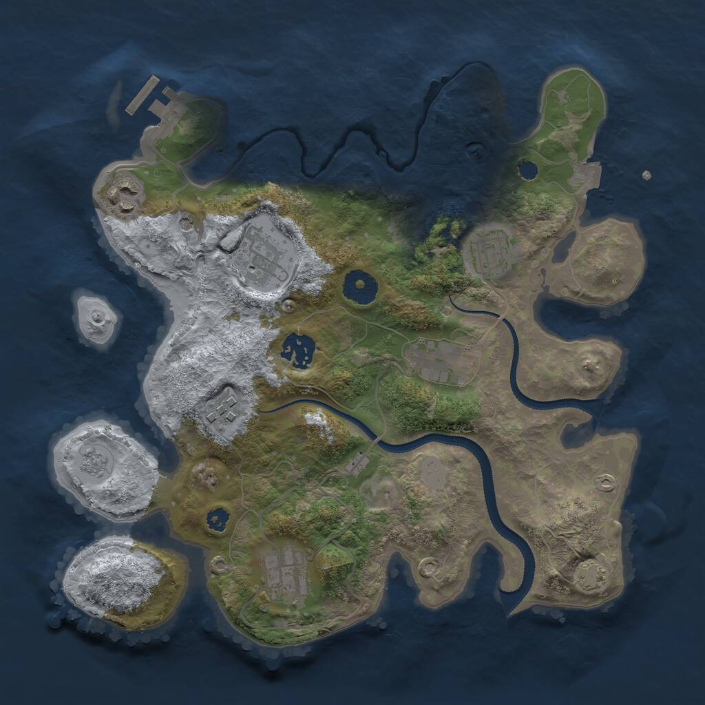 Rust Map: Procedural Map, Size: 3099, Seed: 12345, 12 Monuments