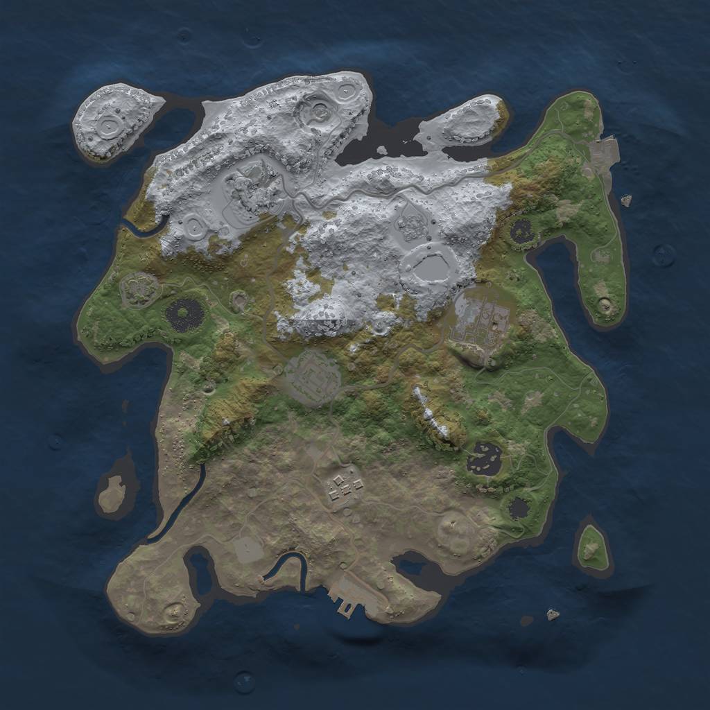 Rust Map: Procedural Map, Size: 3000, Seed: 2087196724, 12 Monuments