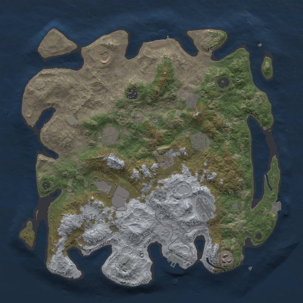 Rust Map: Procedural Map, Size: 3950, Seed: 47695355, 19 Monuments