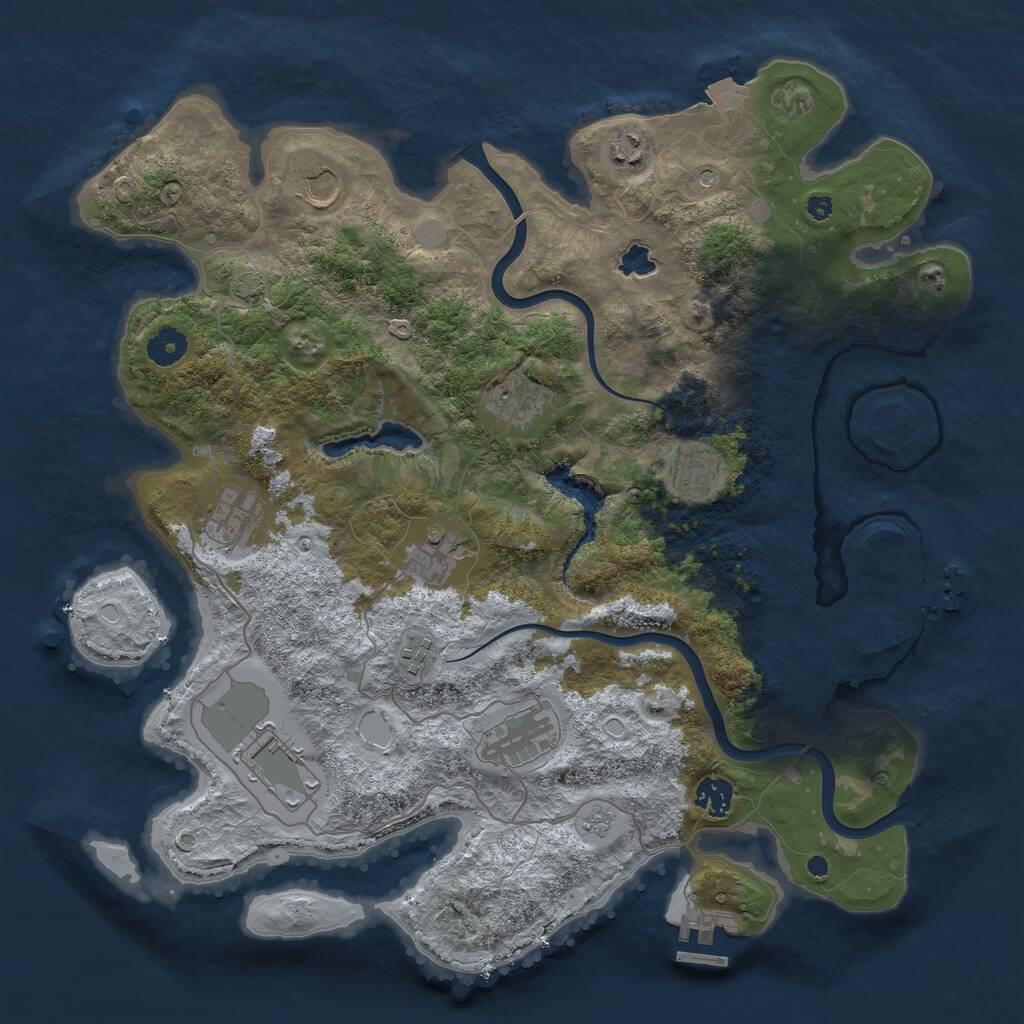Rust Map: Procedural Map, Size: 4000, Seed: 25148, 16 Monuments