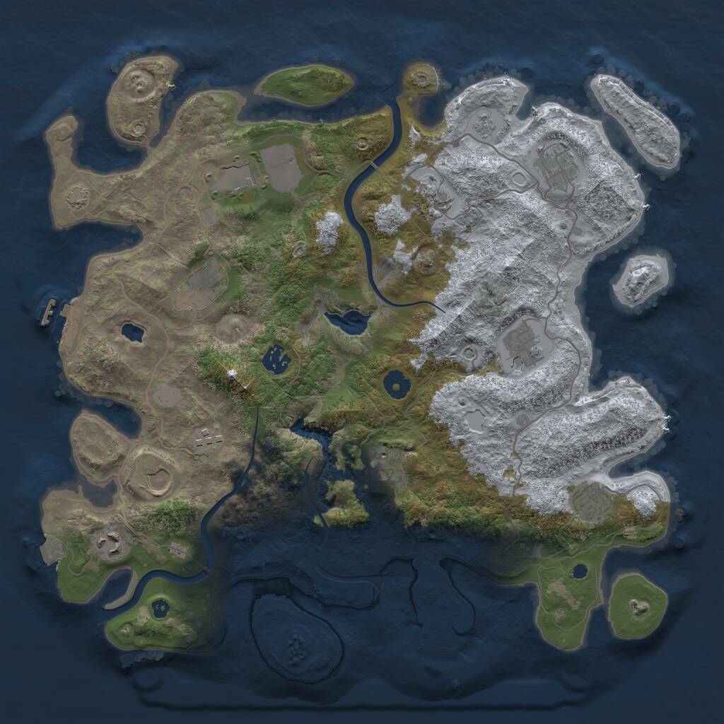 Rust Map: Procedural Map, Size: 4000, Seed: 216041467, 17 Monuments