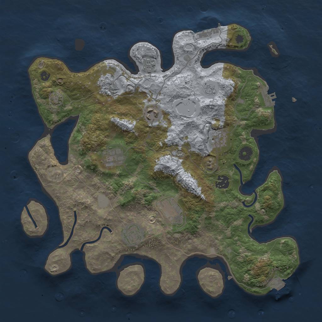 Rust Map: Procedural Map, Size: 3450, Seed: 65341995, 16 Monuments