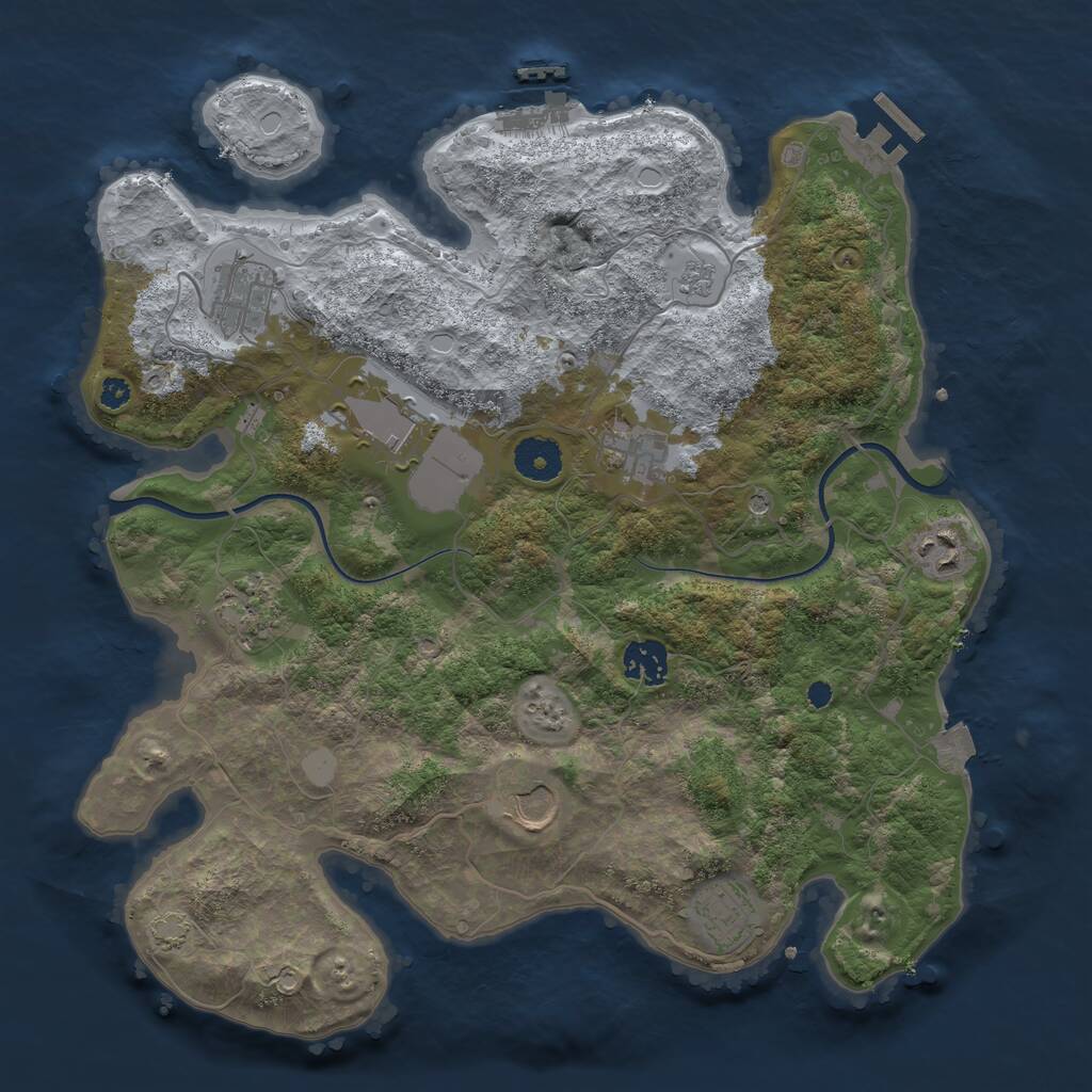 Rust Map: Procedural Map, Size: 3550, Seed: 55707219, 14 Monuments