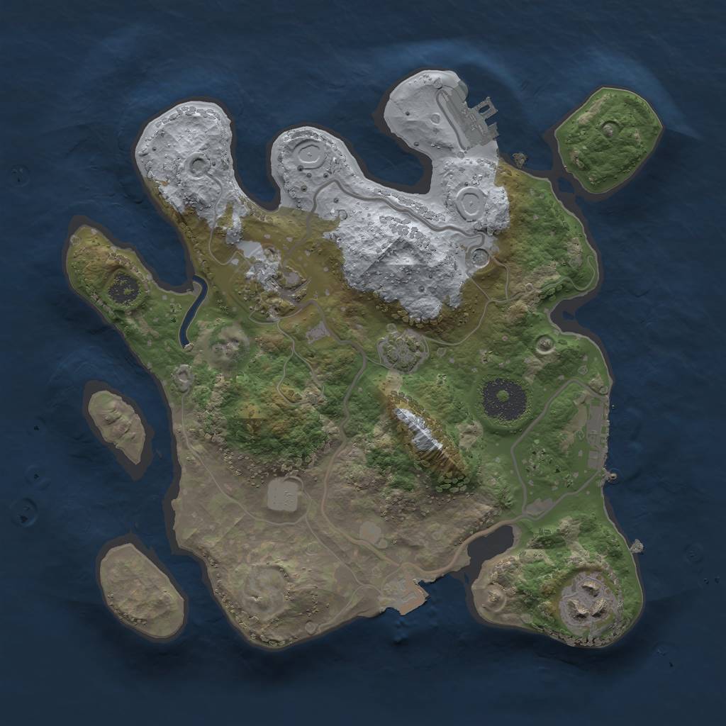 Rust Map: Procedural Map, Size: 2500, Seed: 1079373769, 9 Monuments
