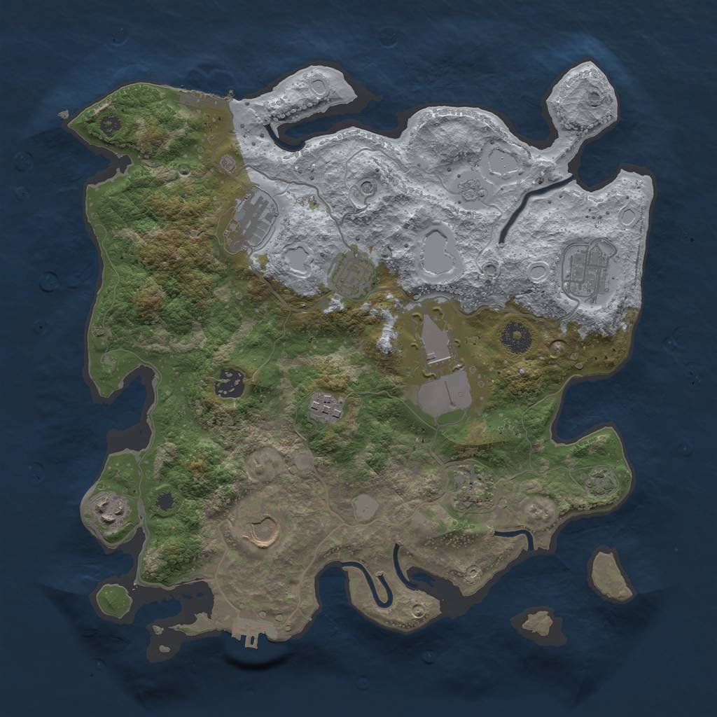 Rust Map: Procedural Map, Size: 3500, Seed: 25515640, 17 Monuments