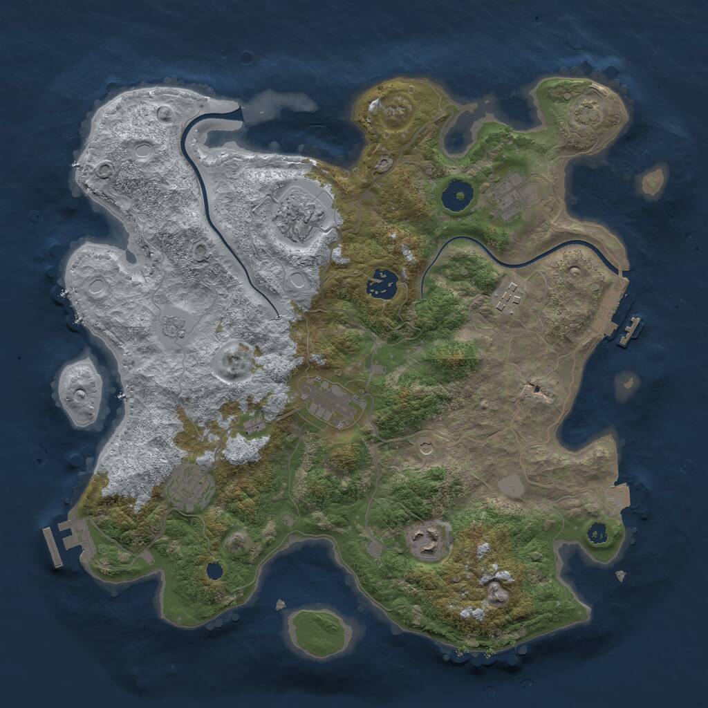 Rust Map: Procedural Map, Size: 3450, Seed: 46297387, 13 Monuments