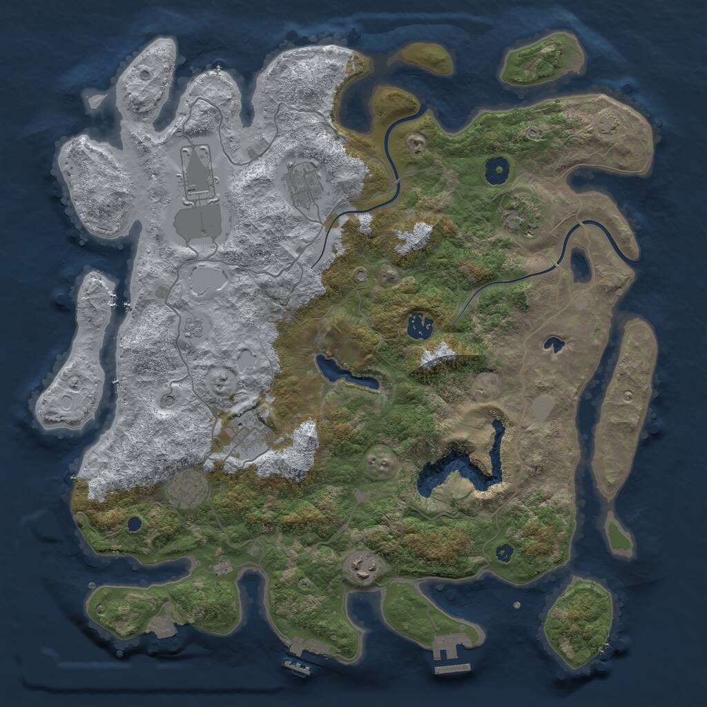 Rust Map: Procedural Map, Size: 4000, Seed: 966786281, 13 Monuments
