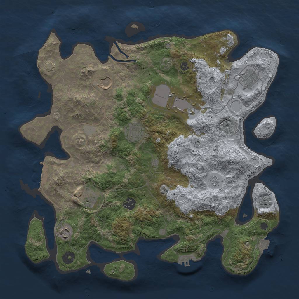 Rust Map: Procedural Map, Size: 3600, Seed: 67711611, 16 Monuments