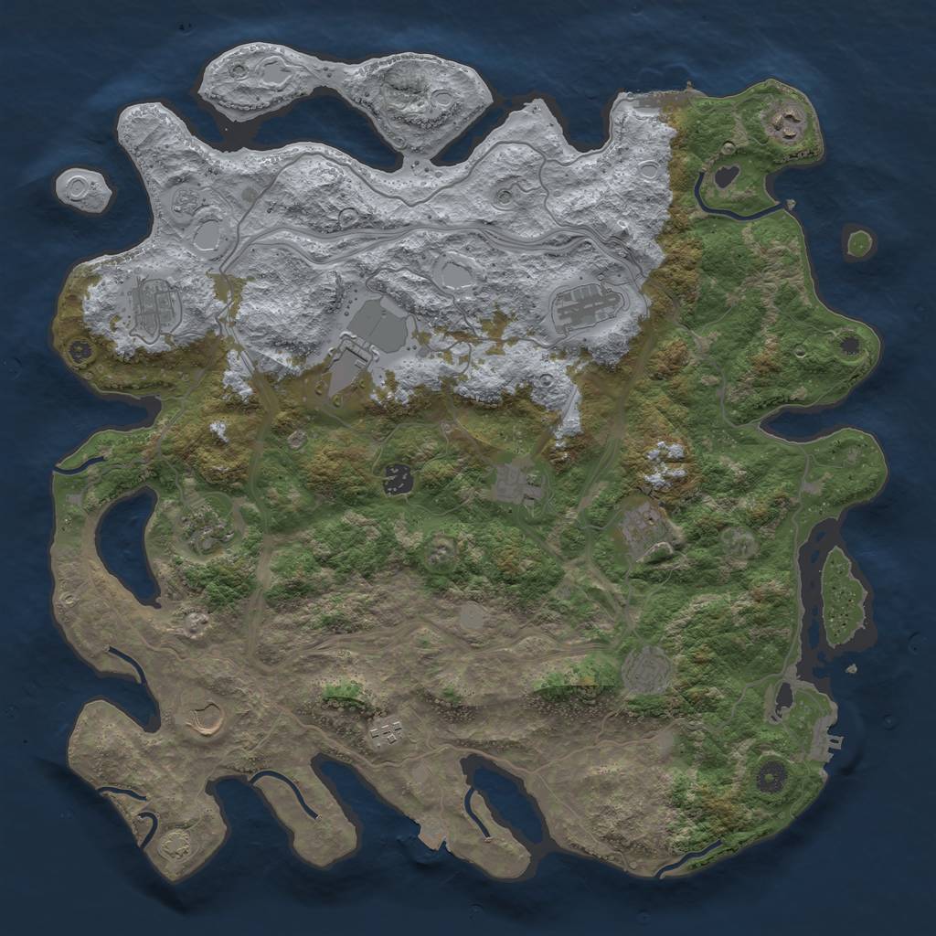 Rust Map: Procedural Map, Size: 4400, Seed: 57329721, 19 Monuments